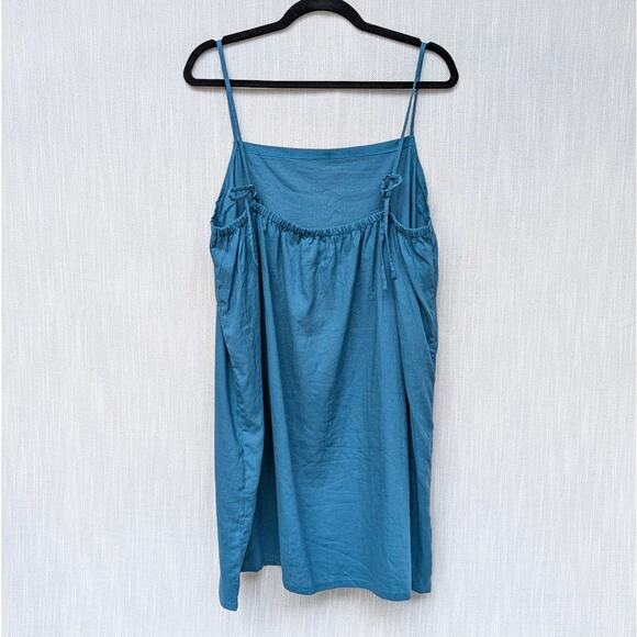 NWT Vitamin A Blue Linen Crepe Jade Mini Swim Cover Up Dress, size XL - Picture 2 of 8